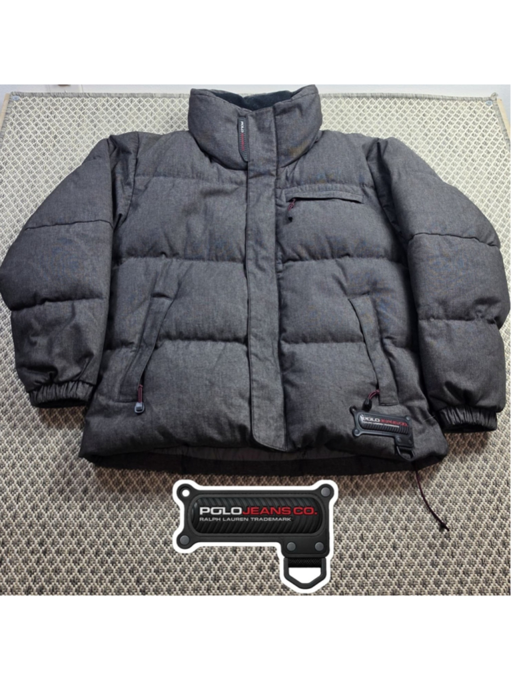 Vintage Polo Jeans Co Ralph Lauren Trek Tech Down Puffer Jacket Mens L Gray